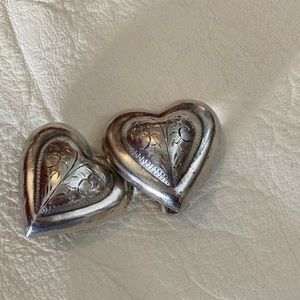 Vintage sterling silver heart earrings clip on